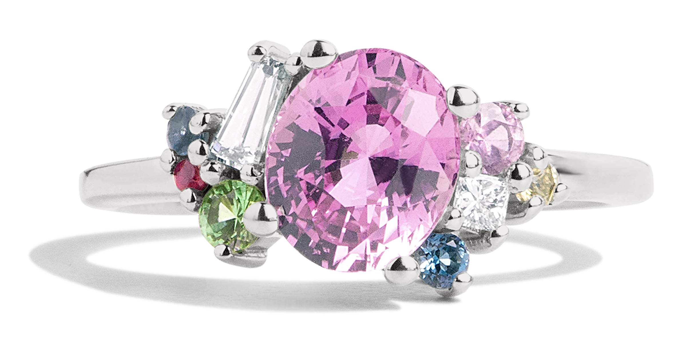 Custom Pink Sapphire Cluster Ring - Bario Neal